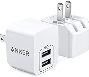 USB Charger, Anker 2-Pack Dual Port 12W Wall Charger Adapter, USB Charger Block with Foldable Plug, Charging Box Brick, Cube for iPhone 15 14 13 12 11 Pro Max, Galaxy S22 S21 Note 20, HTC, Moto, LG  Cell Phones & Accessories