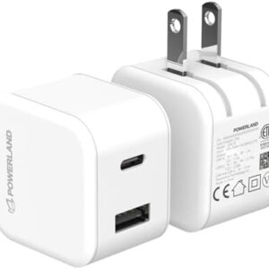 USB C Charger Block 25W,2 Pack Compact Foldable Plug PD PPS Fast Charger Adapter Compatible with iPhone 15/15 Plus/14/13/12,MacBook Pro/Air,iPad/iPad Mini and More  Cell Phones & Accessories